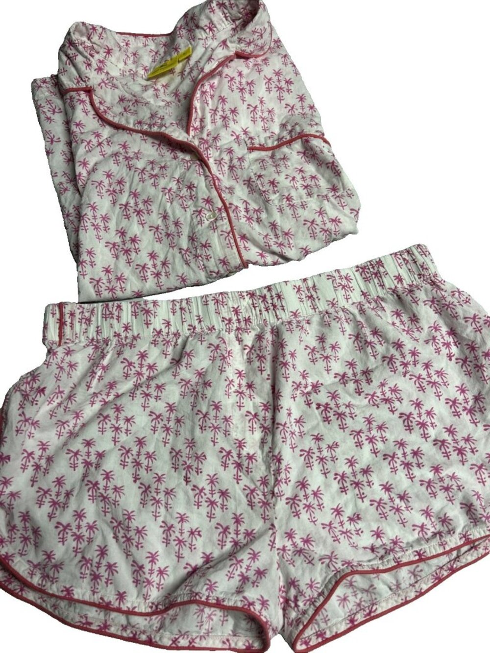 Roberta Roller Rabbit Women’s 2 Pc. Pajama Set White Pink SS Sleeve Top Shorts